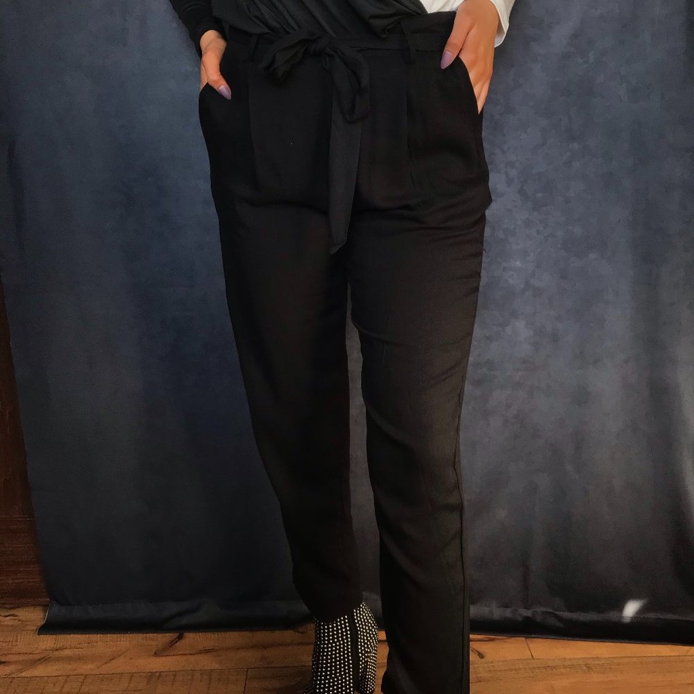 Black Paper Bag Pants